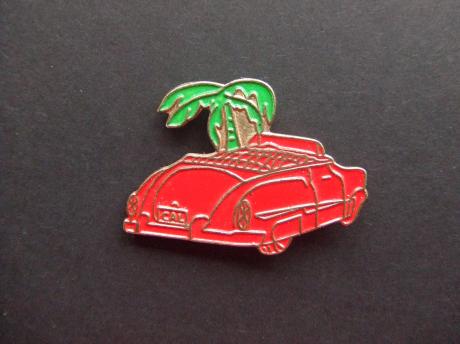 Buick Roadmaster 1948 Californië rood model met palmboom
